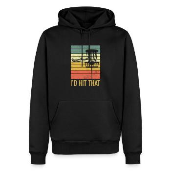 Disc Golf Frisbee Retro Vintage Discgolf - Männer Premium Bio Hoodie - Schwarz - Vorne - Nico (187cm)