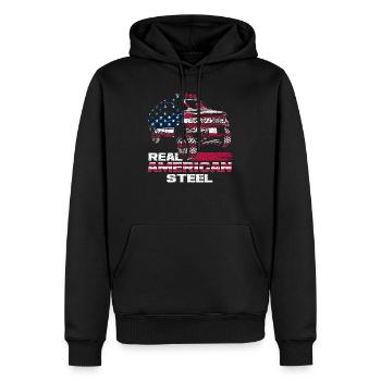 véritable cadeau de grand carré en acier américain - Sweat à capuche Premium bio Homme - noir - Devant - Nico (187cm)