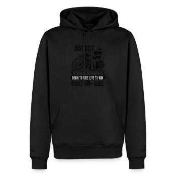 Just ride - Männer Premium Bio Hoodie - Schwarz - Vorne - Nico (187cm)