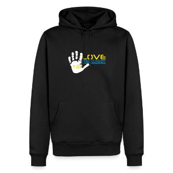 T21 - L'amour ne compte pas les chromosomes - Sweat à capuche Premium bio Homme - noir - Devant - Nico (187cm)