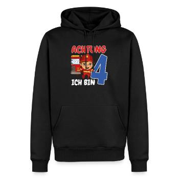 4. Geburtstag Feuerwehrauto Feuerwehr Geschenk - Männer Premium Bio Hoodie - Schwarz - Vorne - Nico (187cm)