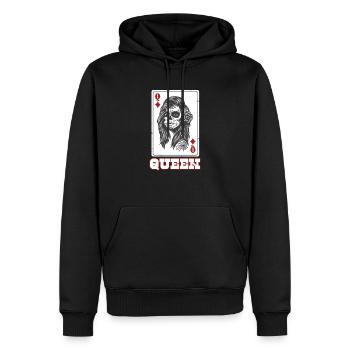 Queen Card Caro - Sweat à capuche Premium bio Homme - noir - Devant - Nico (187cm)