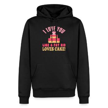 Ich liebe dich wie ein dickes Kind Kuchen liebt - Männer Premium Bio Hoodie - Schwarz - Vorne - Nico (187cm)