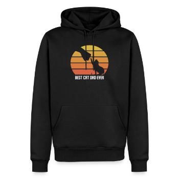 Meilleur chat papa jamais chat papa cadeau chat rétro - Sweat à capuche Premium bio Homme - noir - Devant - Nico (187cm)