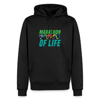 Marathon de course à pied - Sweat à capuche Premium bio Homme - noir - Devant - Nico (187cm)