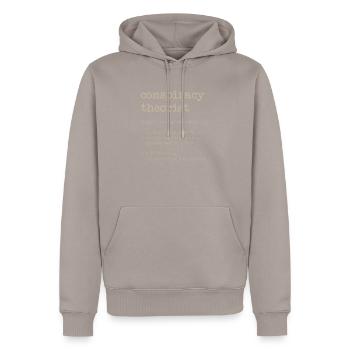 Conspiracy Theorist Definition - Men’s Premium Organic Hoodie - taupe - Front - Nico (187cm)