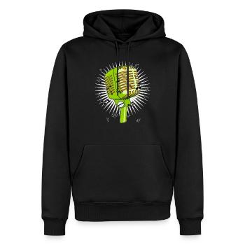 Mikrofon Noten - Männer Premium Bio Hoodie - Schwarz - Vorne - Nico (187cm)