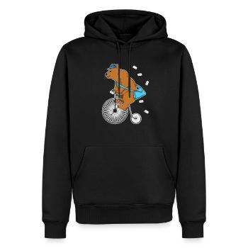 homme de poste - Sweat à capuche Premium bio Homme - noir - Devant - Nico (187cm)