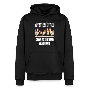 jETZT REICHT ES GEHE ZU MEINEN HÜHNERN - Männer Premium Bio Hoodie - Schwarz - Vorne - Nico (187cm)