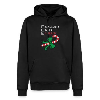 Christmas Candy Cane Gift Design - I Tried Checkli - Sweat à capuche Premium bio Homme - noir - Devant - Nico (187cm)