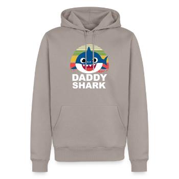 DADDY SHARK, requin rétro - Sweat à capuche Premium bio Homme - taupe - Devant - Nico (187cm)