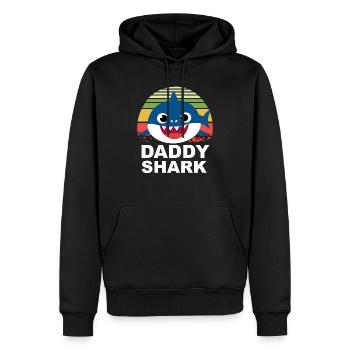 DADDY SHARK, requin rétro - Sweat à capuche Premium bio Homme - noir - Devant - Nico (187cm)