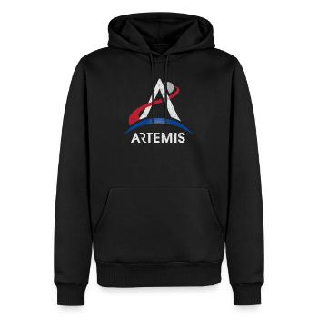 Logo du programme Artemis Lune Mars Espace Nasa Lunaire Mi - Sweat à capuche Premium bio Homme - noir - Devant - Nico (187cm)