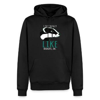 I Just Really Like Badgers, Ok - Sweat à capuche Premium bio Homme - noir - Devant - Nico (187cm)