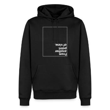 From another point of view - Men’s Premium Organic Hoodie - black - Front - Nico (187cm)