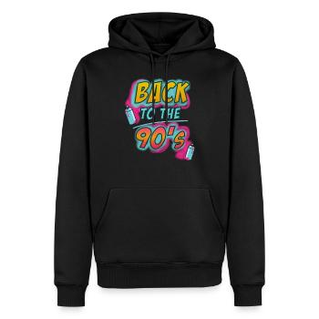 Tenue des années 90 | Retour à la vieille école des années 90 - Sweat à capuche Premium bio Homme - noir - Devant - Nico (187cm)