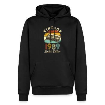 Vintage 1989 - Männer Premium Bio Hoodie - Schwarz - Vorne - Nico (187cm)