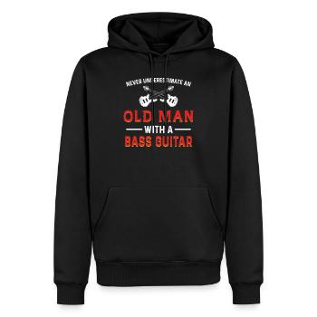 Bassgitarre Bassist Gitarrist Musiker Alter Mann - Männer Premium Bio Hoodie - Schwarz - Vorne - Nico (187cm)