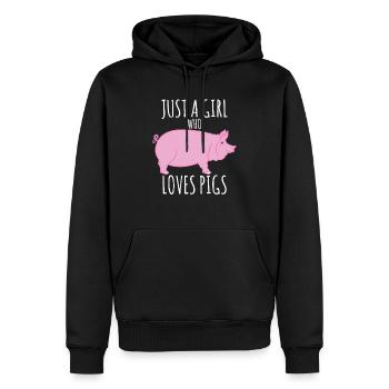 Just A Girl Who Loves Pigs Funny Pig Animal Lover - Männer Premium Bio Hoodie - Schwarz - Vorne - Nico (187cm)