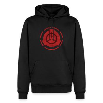 Rotes Symbol der SCP Foundation - Männer Premium Bio Hoodie - Schwarz - Vorne - Nico (187cm)