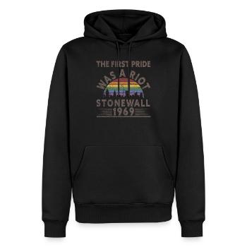Gay Pride Stonewall Riot 1969 - Sweat à capuche Premium bio Homme - noir - Devant - Nico (187cm)