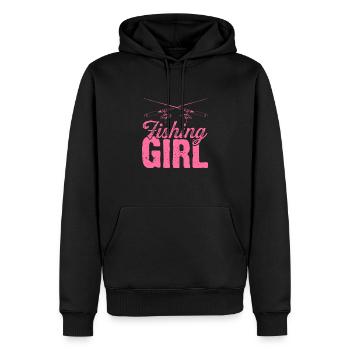 Pêcheur femme fille pêche pêche - Sweat à capuche Premium bio Homme - noir - Devant - Nico (187cm)