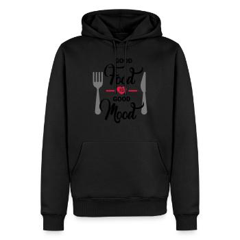 La bonne nourriture est de bonne humeur - Sweat à capuche Premium bio Homme - noir - Devant - Nico (187cm)