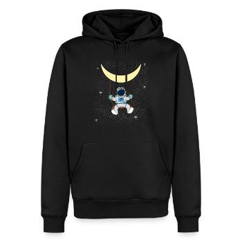 Weltraum Space Astronaut Schaukel am Mond Weltall - Männer Premium Bio Hoodie - Schwarz - Vorne - Nico (187cm)