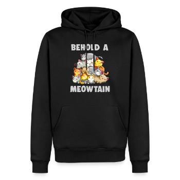 Sehen Sie eine Meowtain Funny Kawaii Cat Mountain Kitty - Männer Premium Bio Hoodie - Schwarz - Vorne - Nico (187cm)