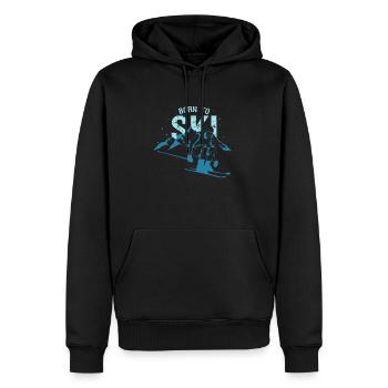 Né pour skier - Sweat à capuche Premium bio Homme - noir - Devant - Nico (187cm)