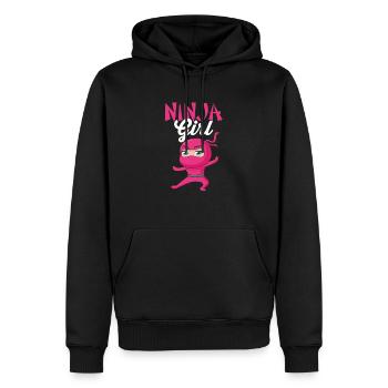 Funny And Cute Pink Ninja Girl - Männer Premium Bio Hoodie - Schwarz - Vorne - Nico (187cm)