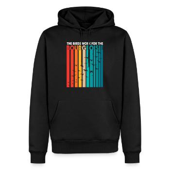 Les oiseaux travaillent pour le plaisir de la conspiration bourgeoise - Sweat à capuche Premium bio Homme - noir - Devant - Nico (187cm)
