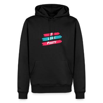 I love party - Männer Premium Bio Hoodie - Schwarz - Vorne - Nico (187cm)