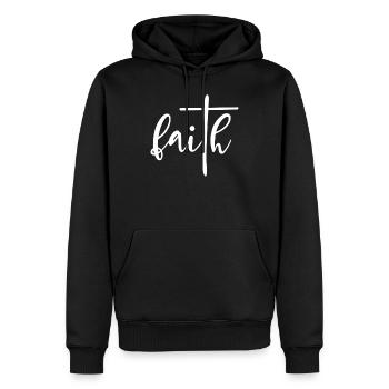 Foi religieuse - Sweat à capuche Premium bio Homme - noir - Devant - Nico (187cm)