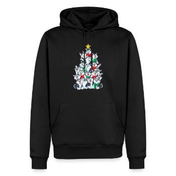 Sibirischer Husky Weihnachtsbaum Weihnachten Gesch - Männer Premium Bio Hoodie - Schwarz - Vorne - Nico (187cm)
