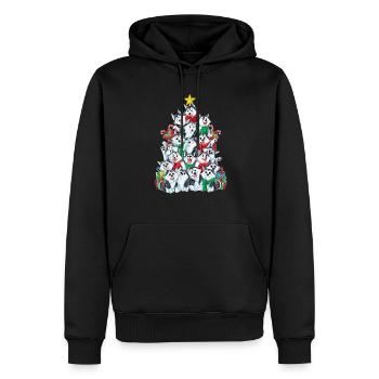 Siberian Husky Christmas Tree Christmas Gesch - Men’s Premium Organic Hoodie - black - Front - Nico (187cm)