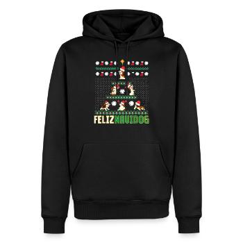 Beagles Feliz Navidog Merry Chritsmas - Sweat à capuche Premium bio Homme - noir - Devant - Nico (187cm)