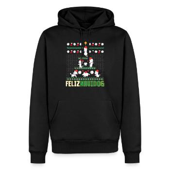 Poodle Feliz Navidog Merry Chritsmas - Sweat à capuche Premium bio Homme - noir - Devant - Nico (187cm)