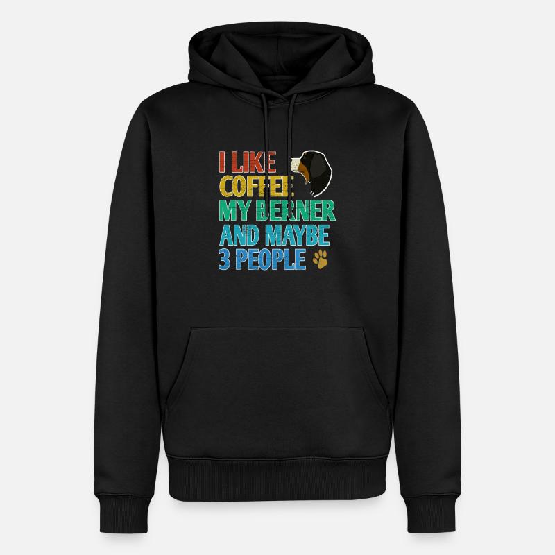 Café, chiens - Sweat à capuche Premium bio Homme - noir