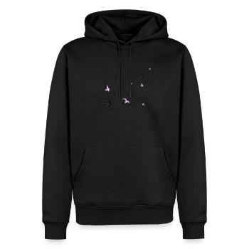 Schwalbenschwarm Abbildung - Männer Premium Bio Hoodie - Schwarz - Vorne - Nico (187cm)