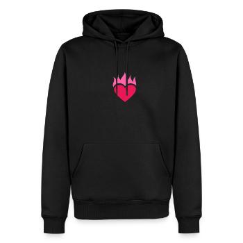 Coeur d'amour chaud flammes cadeau de la saint-valentin - Sweat à capuche Premium bio Homme - noir - Devant - Nico (187cm)