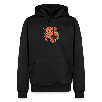 Tête de Lion d'Afrique avec motif Ghana Kente, Animal - Sweat à capuche Premium bio Homme - noir - Devant - Nico (187cm)