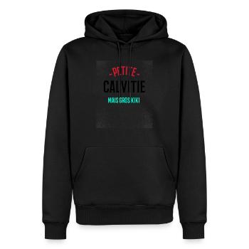 petite calvitie mais gros kiki - Sweat à capuche Premium bio Homme - noir - Devant - Nico (187cm)