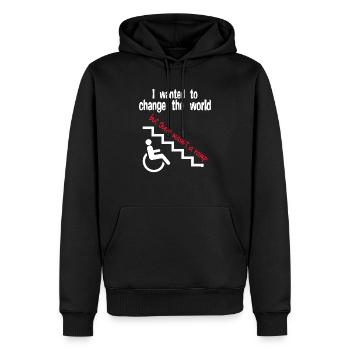 Je voulais 2 changer le monde mais il n'y avait pas de rampe! - Sweat à capuche Premium bio Homme - noir - Devant - Nico (187cm)