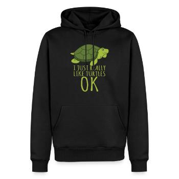 T-shirt de tortue - j'aime juste vraiment les tortues, ok! - Sweat à capuche Premium bio Homme - noir - Devant - Nico (187cm)