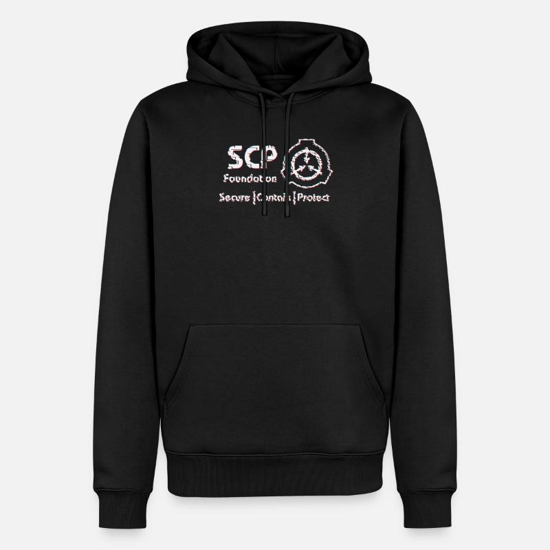SCP Symbol Glitched Version - Männer Premium Bio Hoodie - Schwarz