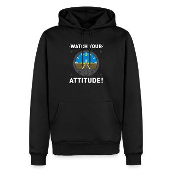 AVIATION: Watch Your Attitude - Männer Premium Bio Hoodie - Schwarz - Vorne - Nico (187cm)