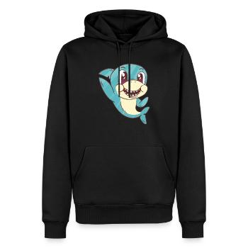 Bébé requin bleu - Sweat à capuche Premium bio Homme - noir - Devant - Nico (187cm)