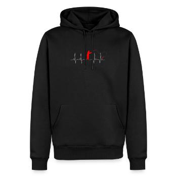 Cadeau de battement de coeur de pêche pêcheur amateur de pêche Gif - Sweat à capuche Premium bio Homme - noir - Devant - Nico (187cm)
