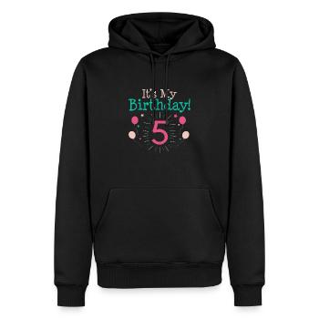 C'est mon 5ème cadeau d'anniversaire 5 ans Cadeaux cinquième B - Sweat à capuche Premium bio Homme - noir - Devant - Nico (187cm)